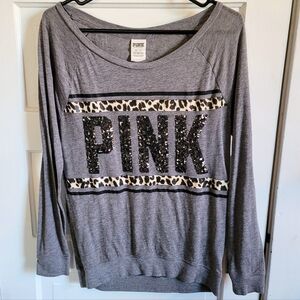 PINK Victoria Secret BLING animal print Cheetah Top long sleeve Y2K vintage